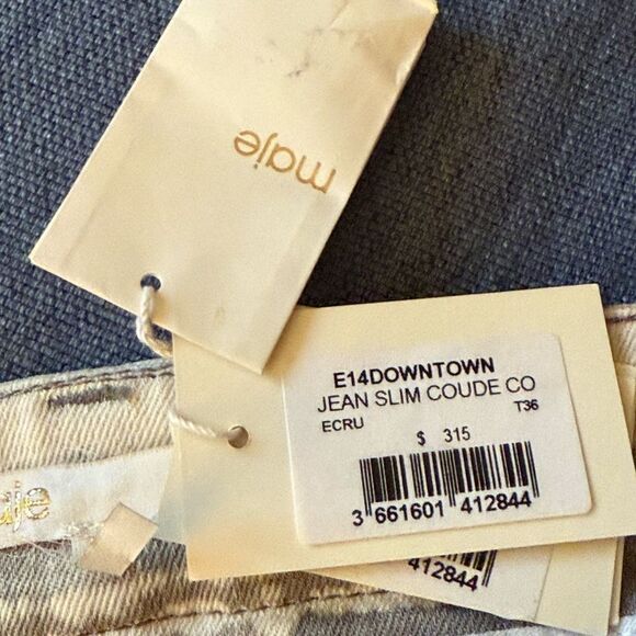 NWT Maje Women’s E14 Downtown Low Rise Quilted Skinny Jeans. White/Black. Sz 36 - Picture 10 of 12